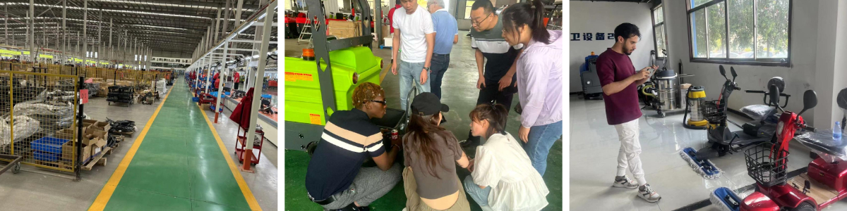 ペルーの長期パートナーがケレイドでカスタマイズされた乗用式清掃車を検査し出荷