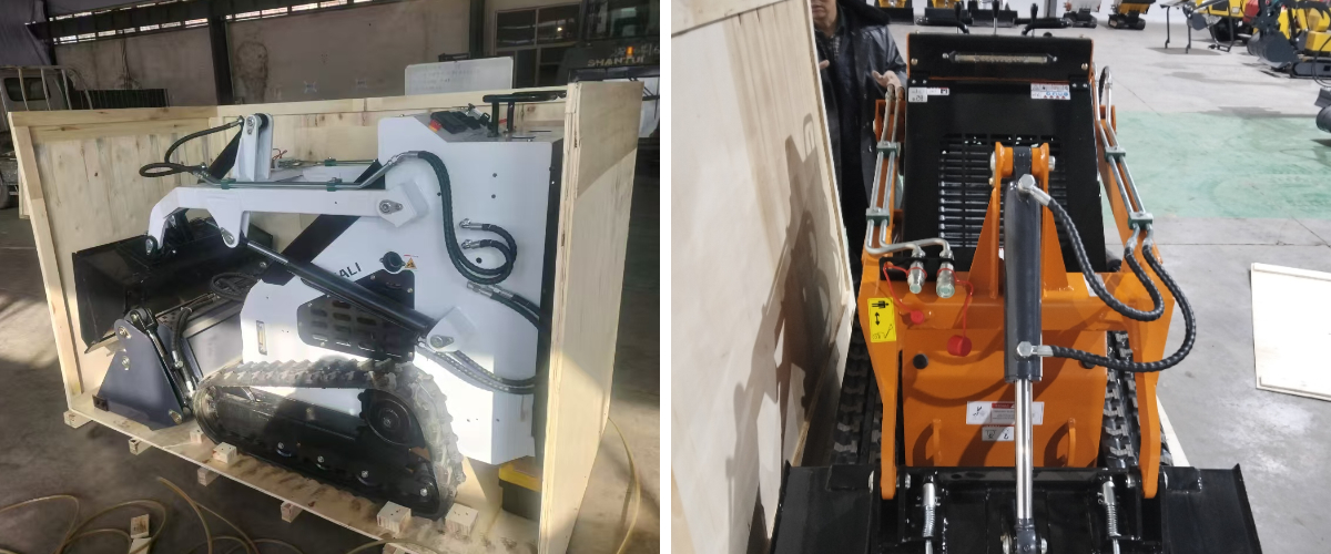 2025 スキッド ステア ローダーは、高さ 40 フィートのキューブ コンテナに梱包されてイタリアに出荷されます