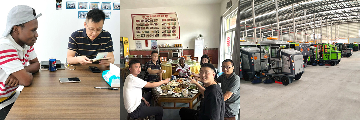 ガーナの顧客がケルイドを訪問し、乗用式掃除機を視察、現地で注文の意思を確認